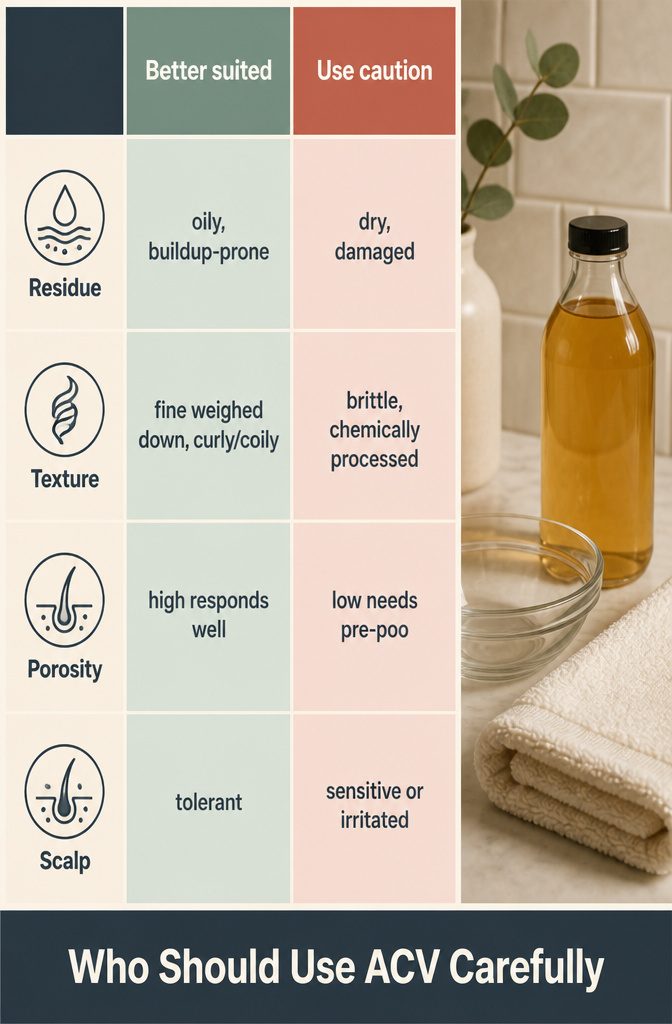 Beauty information graphic with guidance on careful use of apple cider vinegar