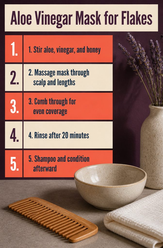 Aloe vinegar mask ingredients and steps for applying the mixture to hair