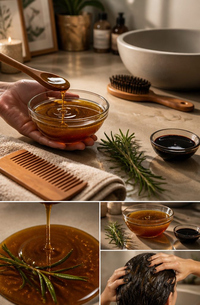 Amla oil beside rosemary, castor and bhringraj oils