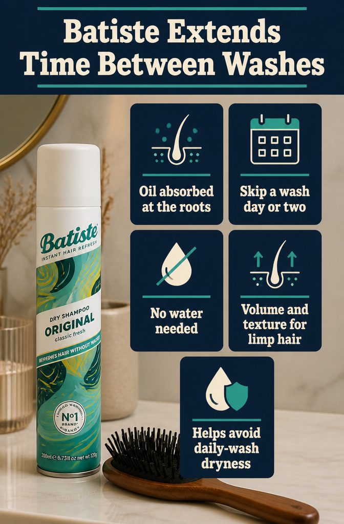 Batiste information graphic about extending time between washes