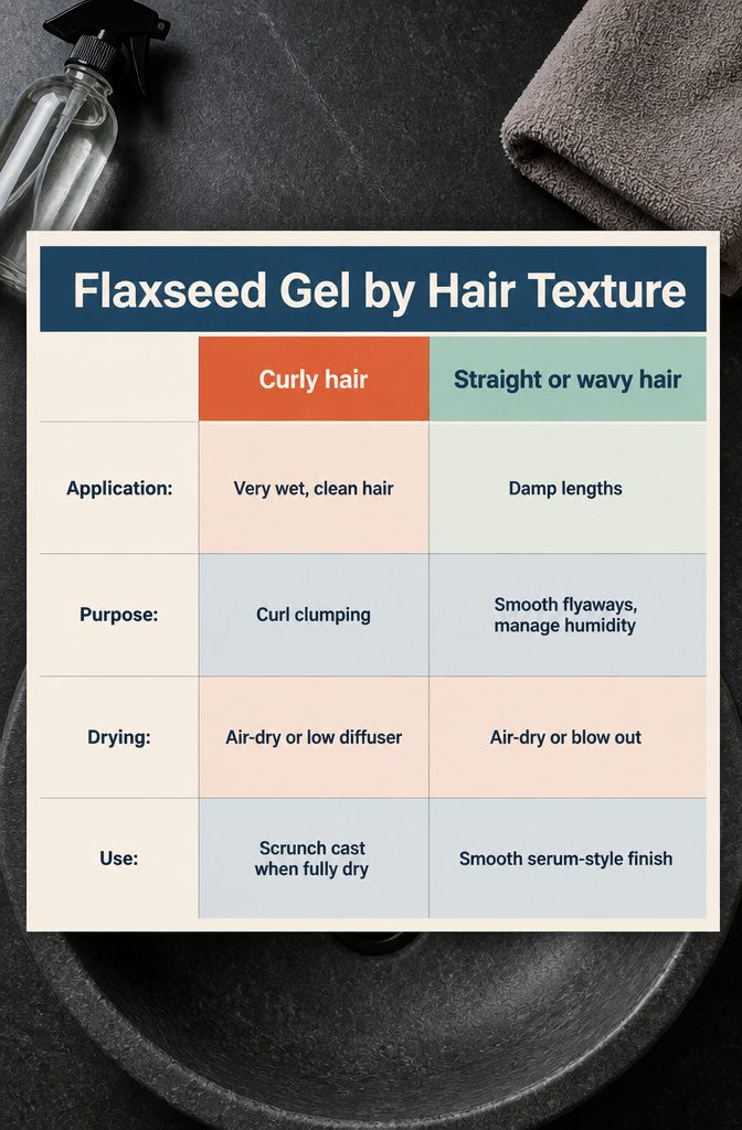 Curly wavy and straight hair textures shown side by side