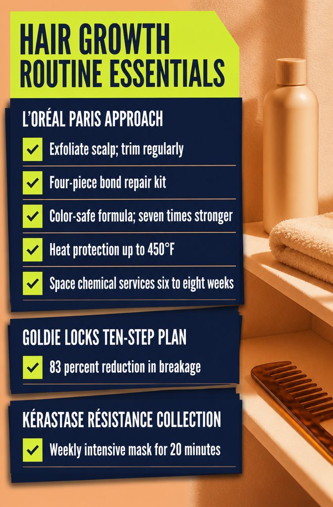 Beauty infographic titled Hair Growth Routine Essentials