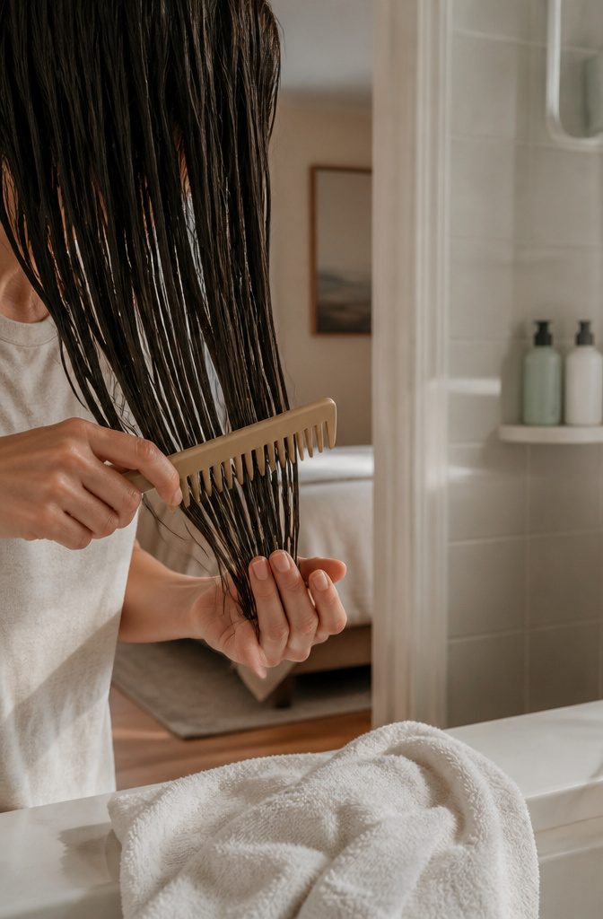 Hair-care scene illustrating tips for growing hair