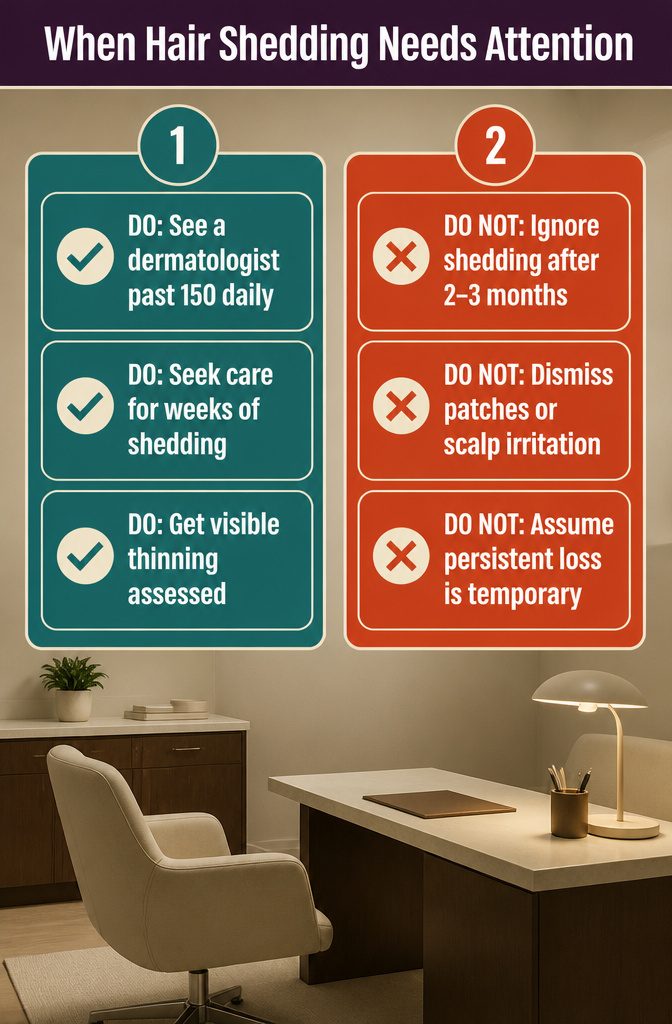 Beauty infographic titled When Hair Shedding Needs Attention