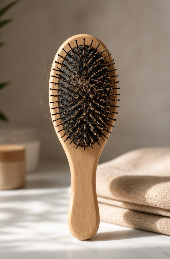 Old hair leaving a follicle above a new growing strand