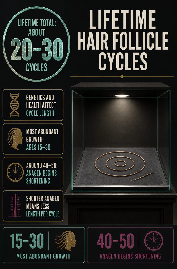 Beauty infographic about lifetime hair follicle cycles