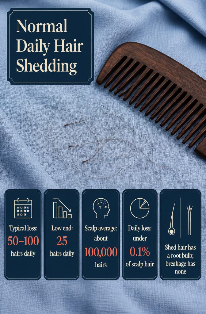 Beauty infographic about normal daily hair shedding