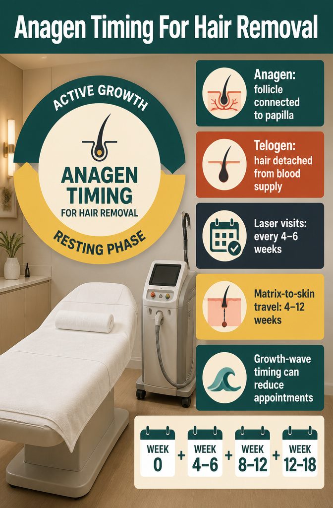 Beauty infographic about anagen timing for hair removal