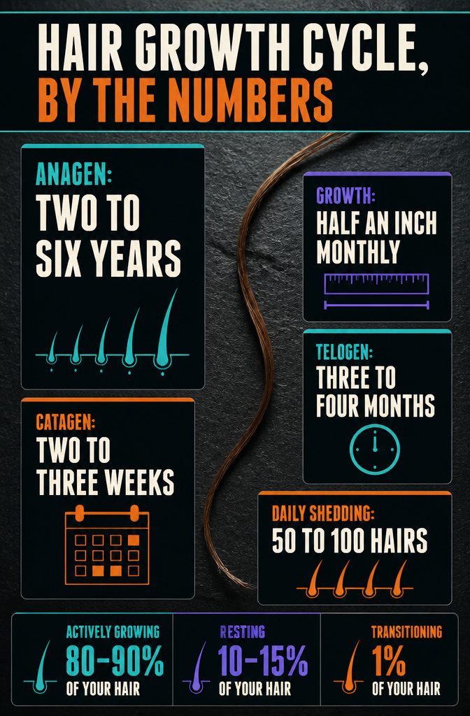 Hair growth cycle diagram showing anagen catagen telogen and shedding