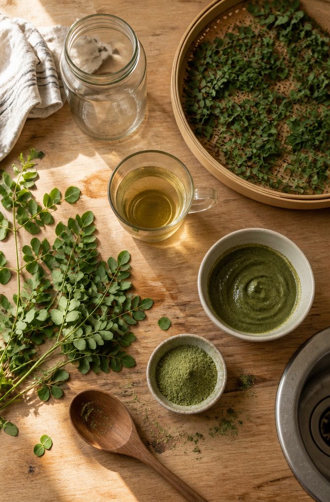 Moringa for tea powder supplements and scalp care
