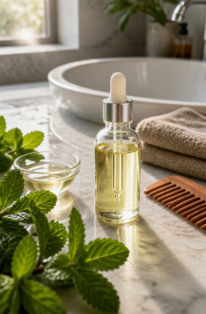 Peppermint oil for scalp care