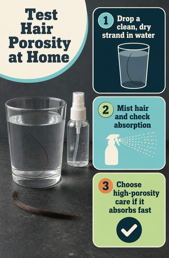 Beauty information graphic titled Test Hair Porosity at Home
