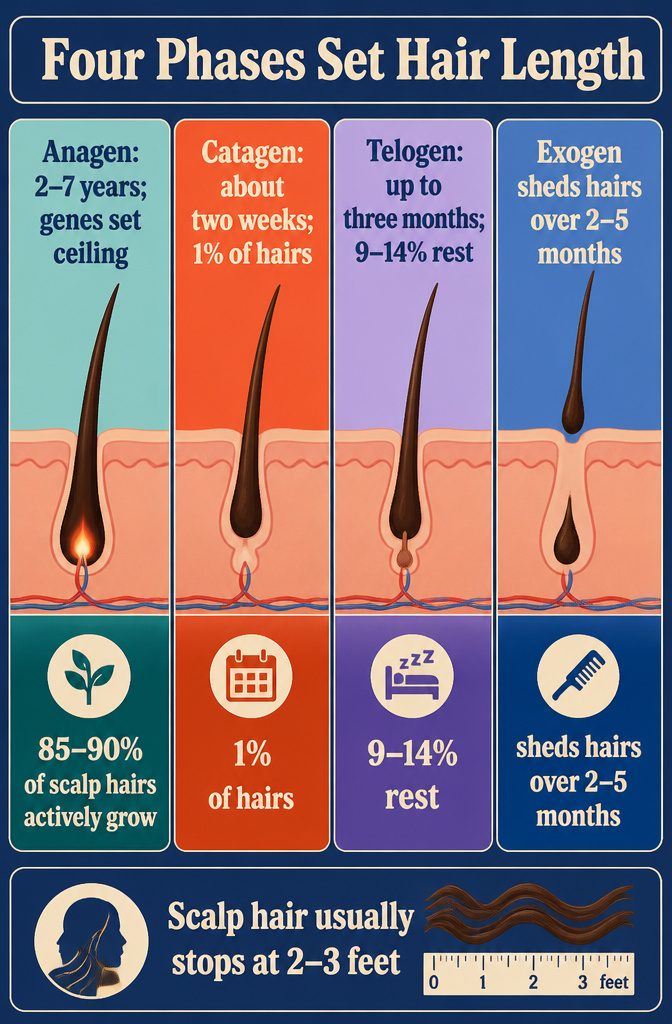Beauty diagram titled Four Phases Set Hair Length