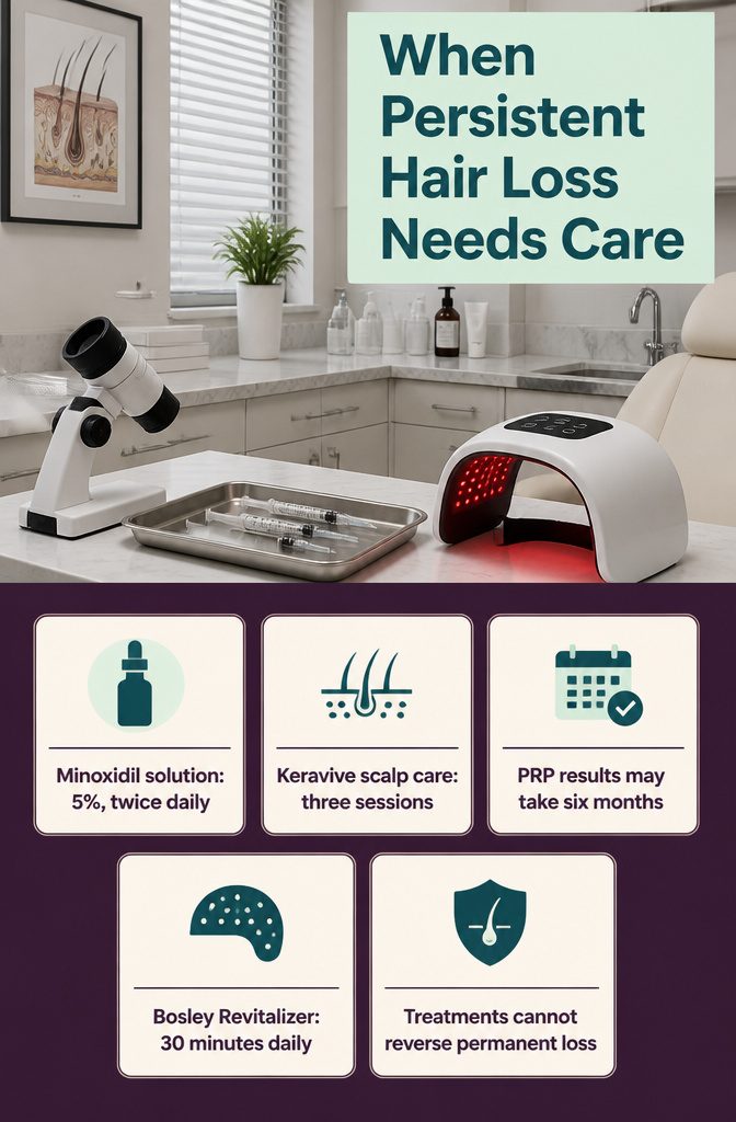 Beauty information graphic titled When Persistent Hair Loss Needs Care