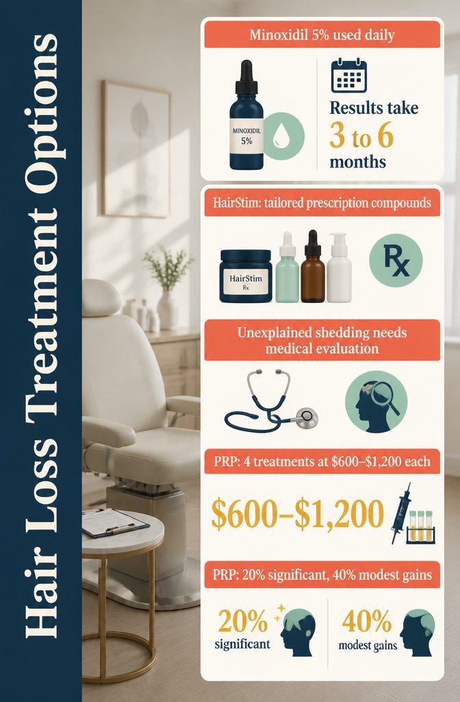 Beauty infographic listing hair loss treatment options