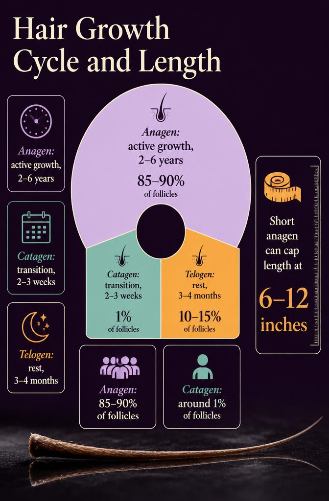 Beauty infographic showing anagen catagen and telogen hair phases