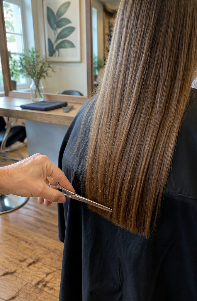 Hair ends being trimmed to remove split ends
