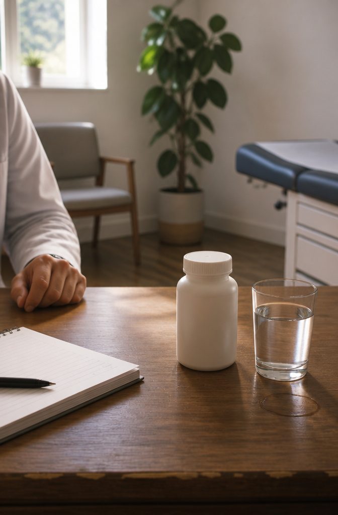 Hair supplement bottle beside a note about nutrient deficiencies