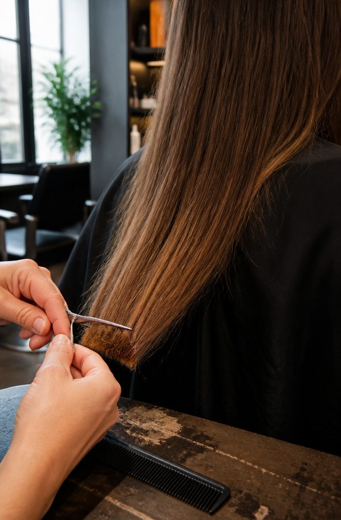 Hair ends being trimmed to remove split ends