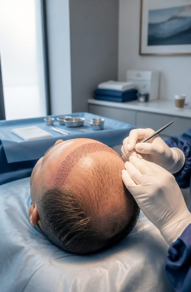 Hair transplant patient with a fuller hairline