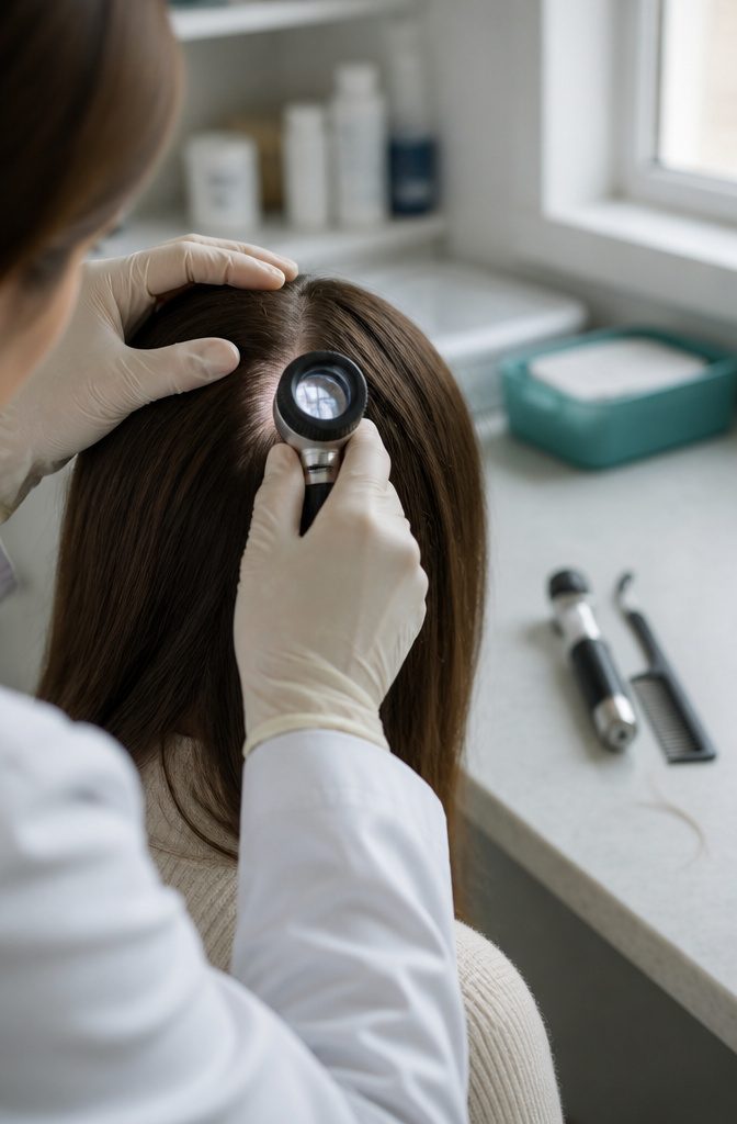 Hair thinning article photograph illustrating changes in hair density
