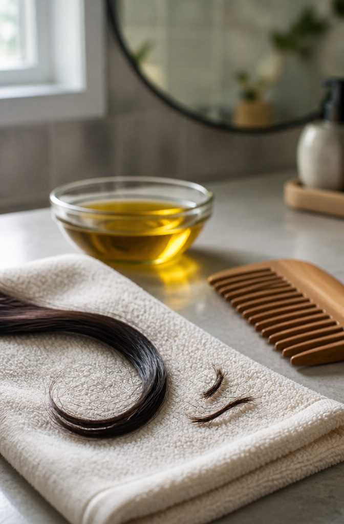 Hair-focused photograph used for an article about castor oil