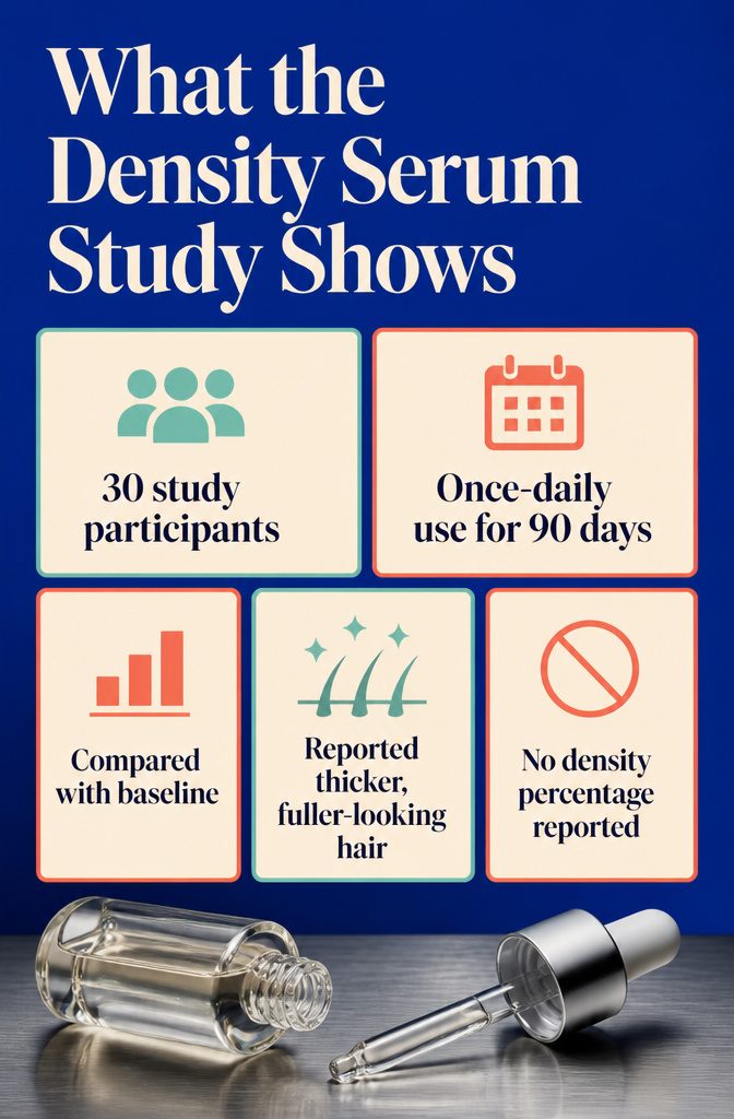 Beauty infographic outlining findings from the Living Proof density serum study
