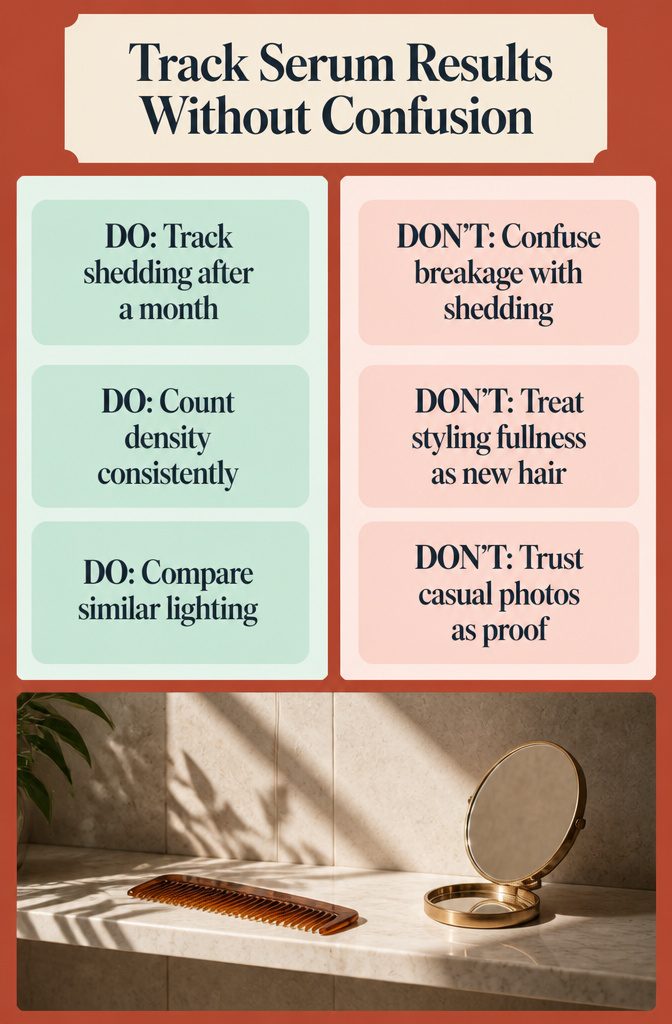 Beauty infographic for tracking serum results and comparing hair changes