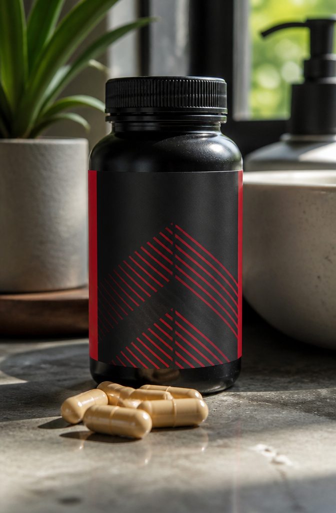 Force Factor hair growth capsules in their product bottle