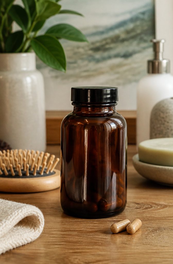 InstaRelief Lustriva hair growth tablets in their product packaging