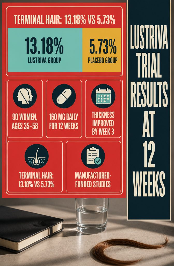 Lustriva trial results graphic with hair study details