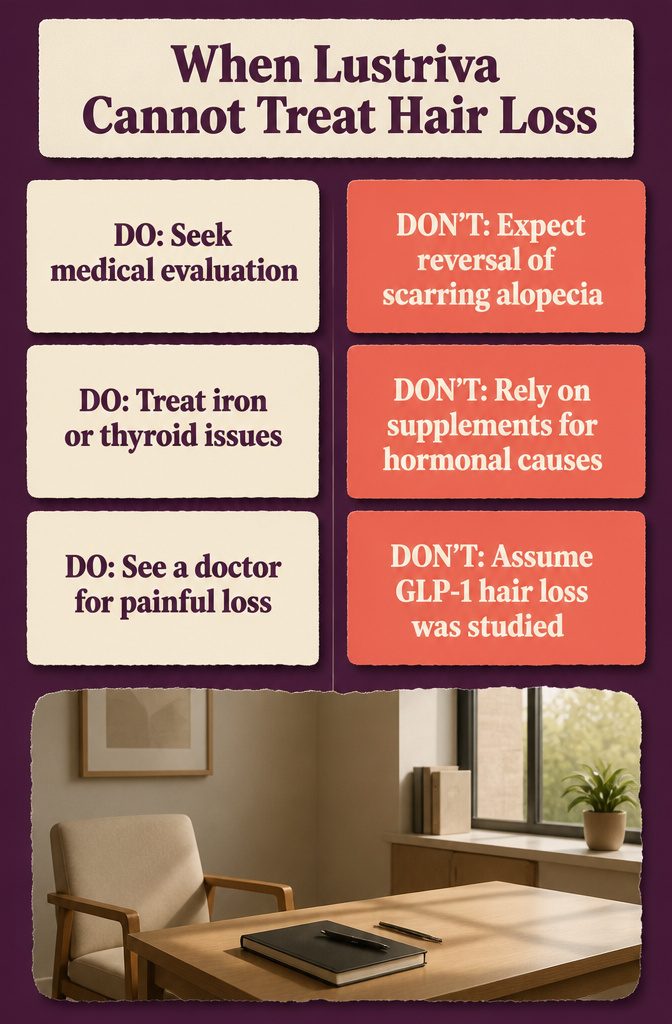 Beauty information graphic about hair loss causes beyond Lustriva