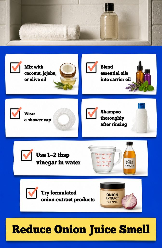Beauty information graphic with tips for reducing onion juice smell