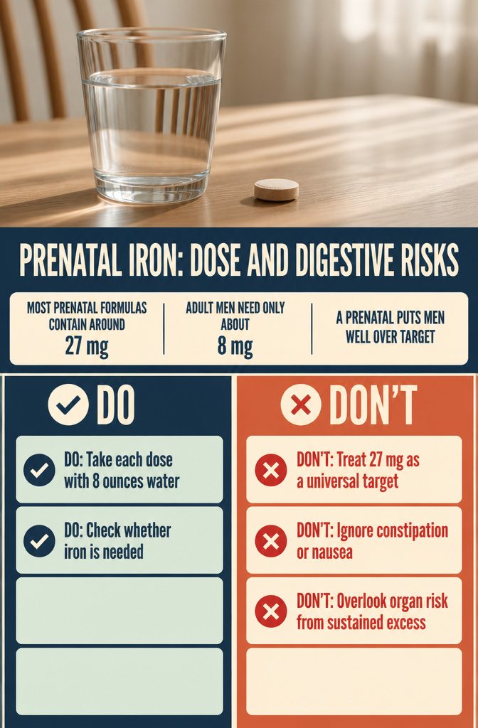 Graphic titled Prenatal Iron Dose and Digestive Risks