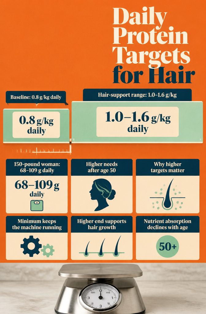 Beauty infographic titled Daily Protein Targets for Hair