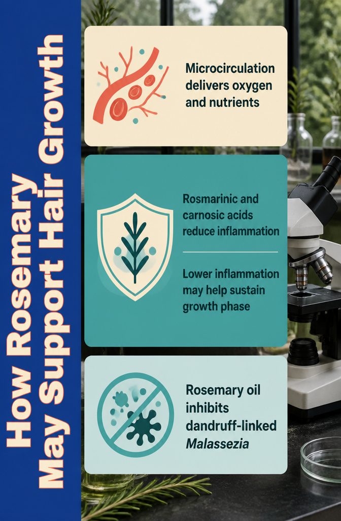 Beauty infographic showing a scalp and hair follicles