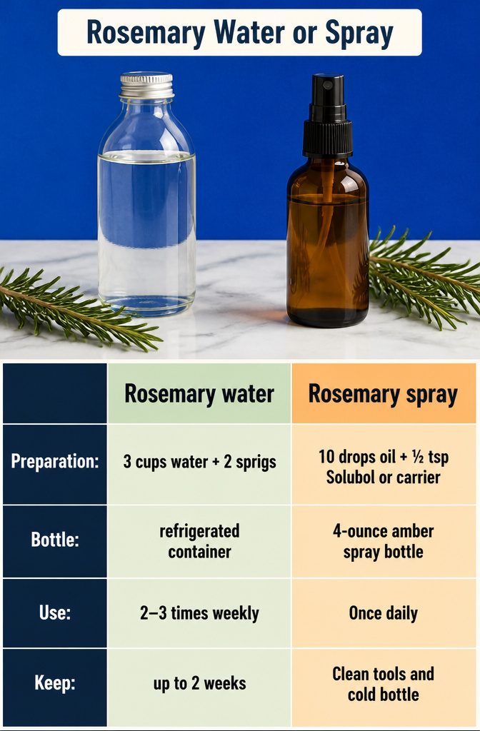 Beauty graphic titled Rosemary Water or Spray