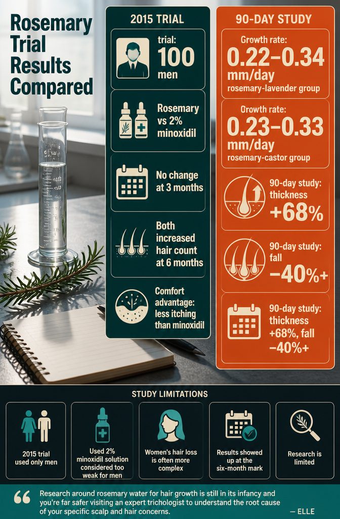 Beauty graphic titled Rosemary Trial Results Compared