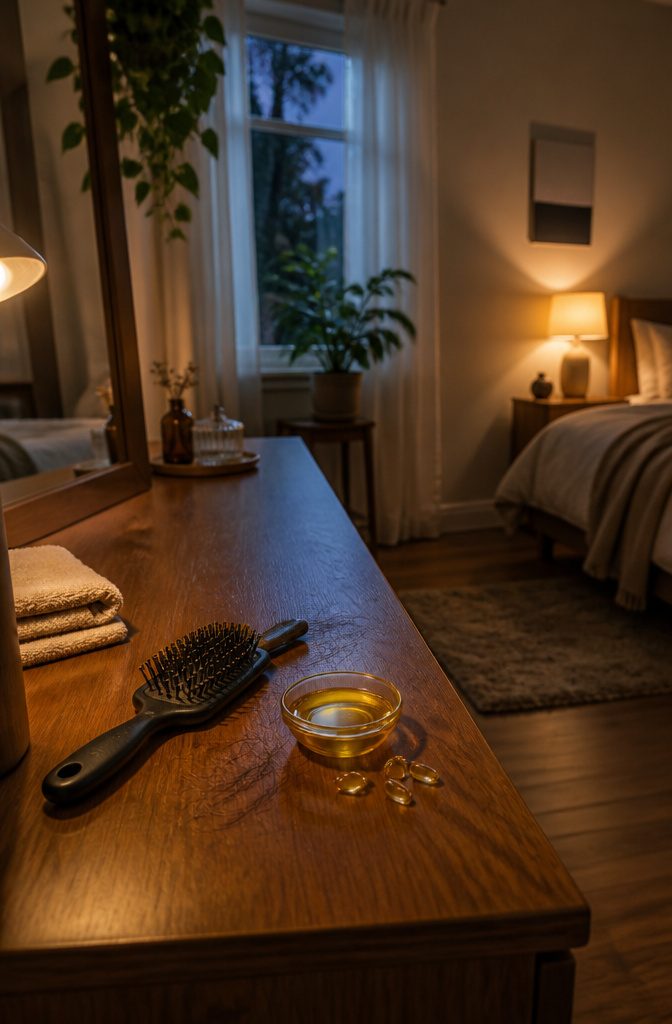 Hair growth themed photograph accompanying information about vitamin E and scalp health